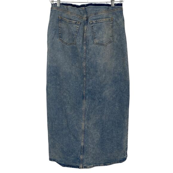 NEW WILD FABLE Low Rise Denim Midi Skirt Blue Size 10 Slit Hem Boho Chic Y2K - Picture 7 of 9